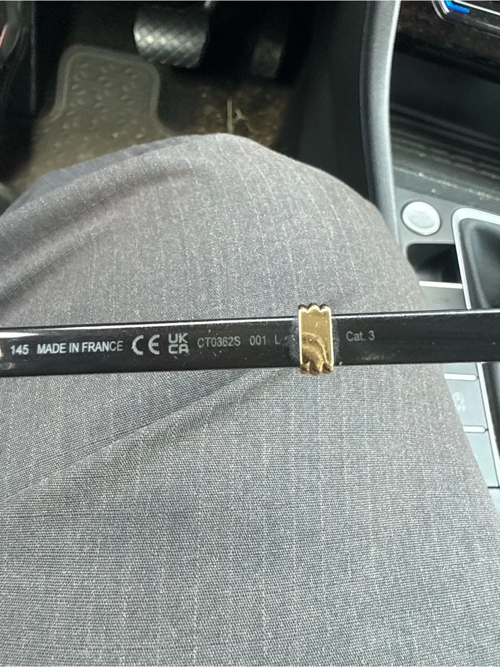 Cartier Gold Bridge Black Lens Rimless Sunglasses